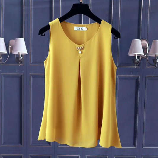 Obesity Women Chiffon Shirt for Summer O-neck Blouse Casual.