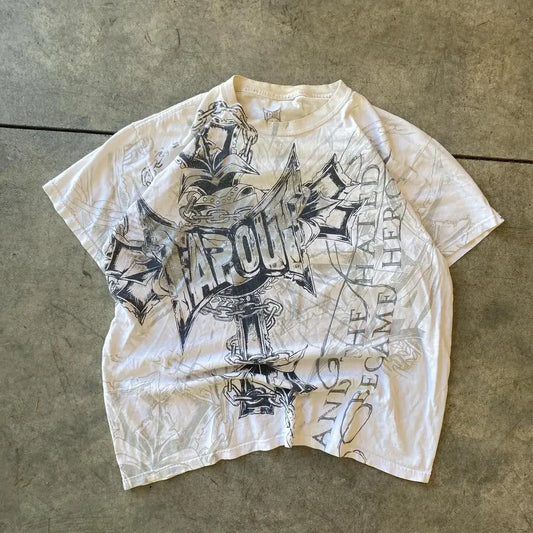T Shirt Punk Hip Hop Graphic Letter Print Oversized Womens/Mens Round Neck.