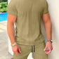 short-sleeved and shorts set, simple and casual, high-quality outdoor men's wear, summer fashionable.