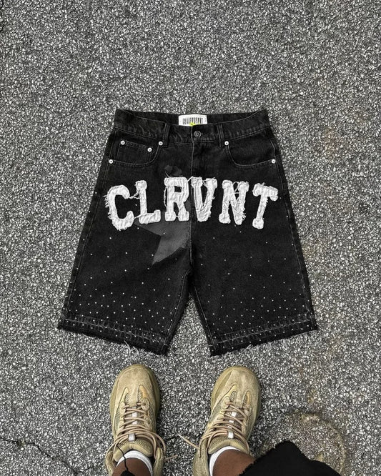 Oversized Denim Shorts for Men High Street Fashion.