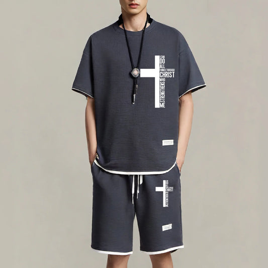 Summer fashion printed sportswear high quality for men's comfortable clothing.