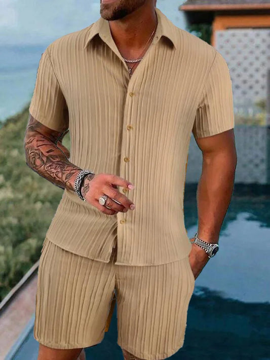 Spring and summer for men's beach suit loose shorts & shirt.