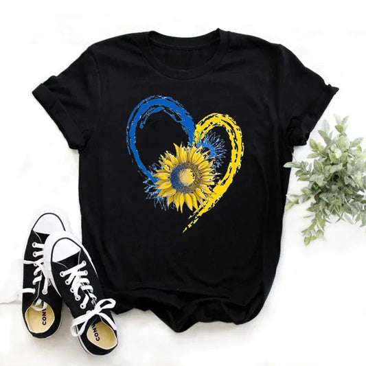 Sunflower Graphic T Shirt Summer Casual Oversized For Womens.