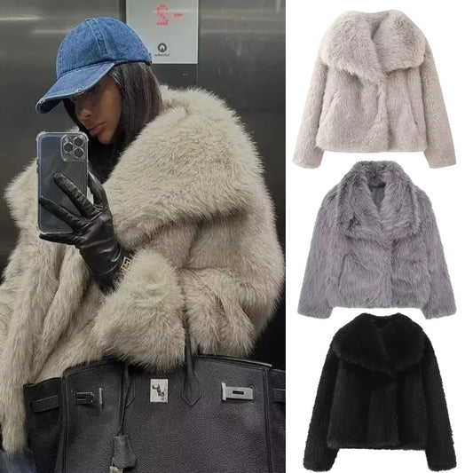 Winter Women Casual Faux Fur Jackets Elegant.